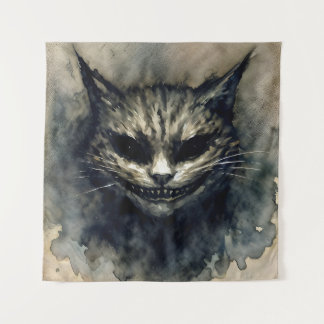 Tapiz Arte de acuarela sonriente para gato malvado