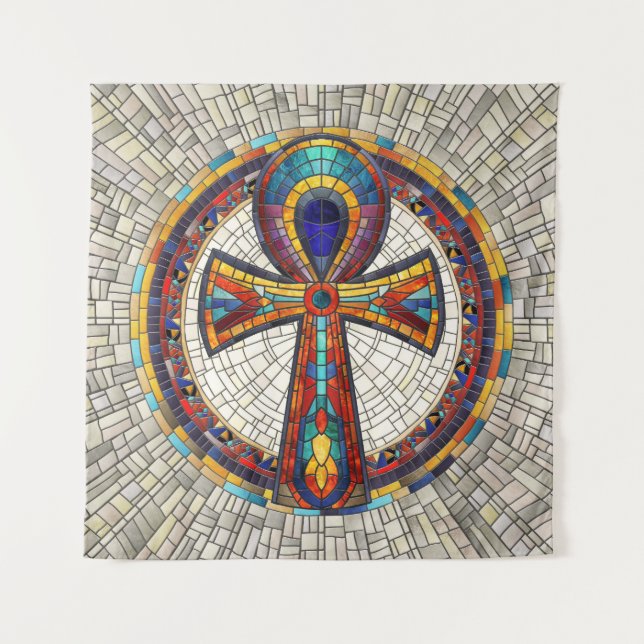 Tapiz Arte de Ankh Cross-Mosaic en Egipto (Anverso)