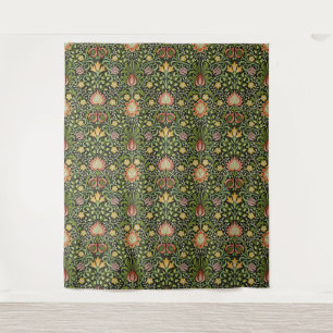 Tapiz Arte de azulejos florales persas negros de William