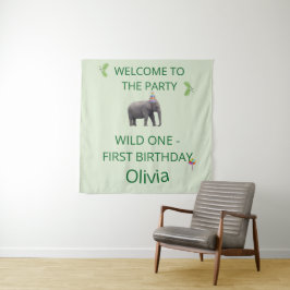 Tapiz Arte de bienvenida a la fiesta del elefante salvaj