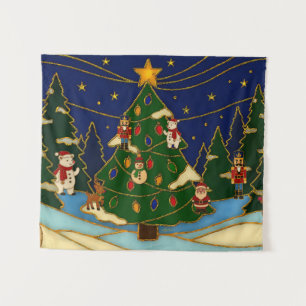 Tapiz Arte de cloisonne Bosque Caprichoso Navidad Clásic
