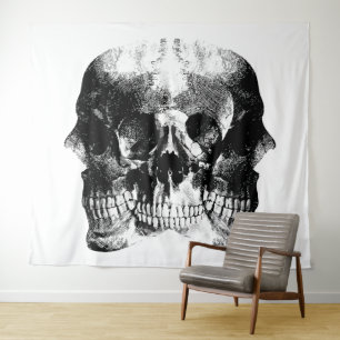 Tapiz Arte de cráneo gótico oscuro