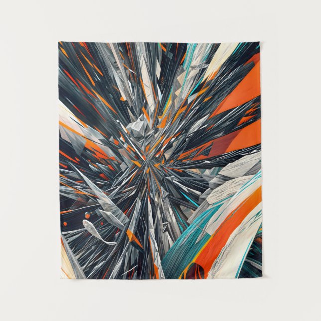 Tapiz Arte de explosión geométrica de ráfaga abstracta d (Anverso)