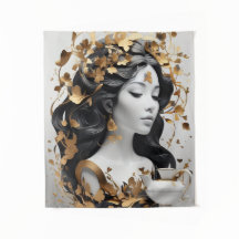 Arte de fantasía moderna en negro y dorado 