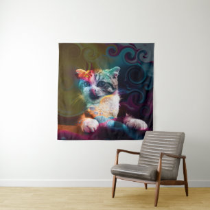 TAPIZ ARTE DE GATO COLORIDO DIVERTIDO DE MODA