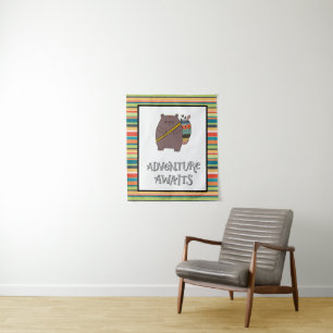 Tapiz Arte de Guardería de Boho Bear: La Aventura Espera