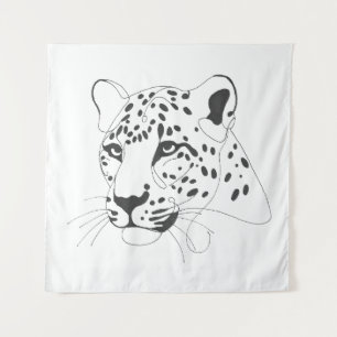 Tapiz Arte de la línea Minimalista Leopard pintado a man