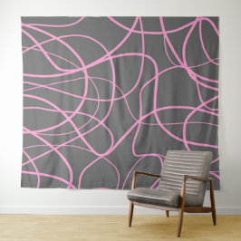 Tapiz Arte de línea: Rosa en gris