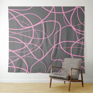 Tapiz Arte de línea: Rosa en gris