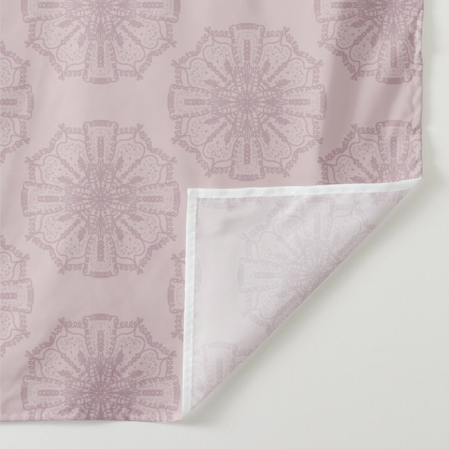 Tapiz Arte de mandala dibujado a mano boho rosa apagado  (Detalle)