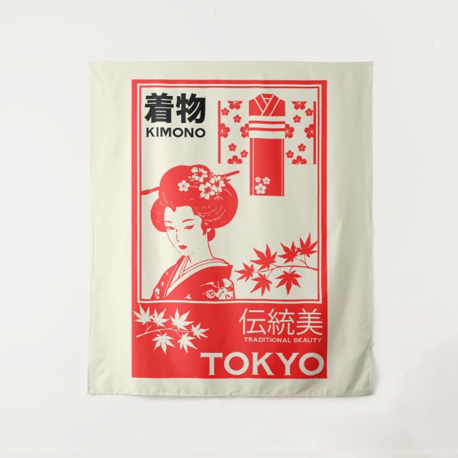Tapiz Arte de moda retro Kim0no japonés (Anverso)