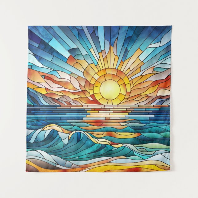 Tapiz Arte de mosaico de Ocean Sunset (Anverso)