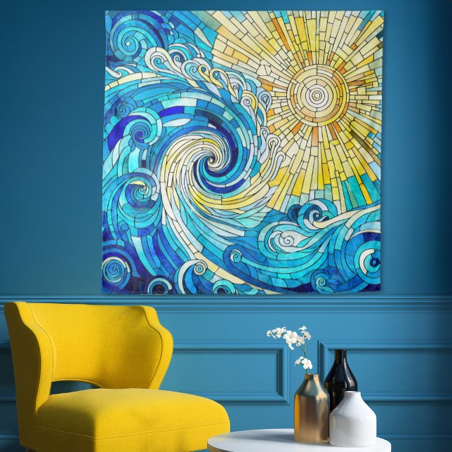 Tapiz Arte de mosaico de Ocean Wave Sun (Subido por el creador)