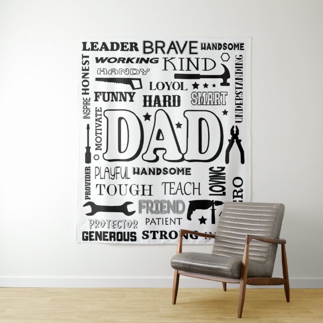 Tapiz Arte de palabras para papá, regalo para papá, cita (In situ)