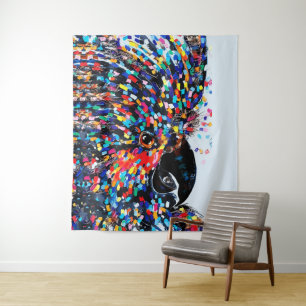 Tapiz Arte de Pared de Ave Tropical Vibrante en Expresio
