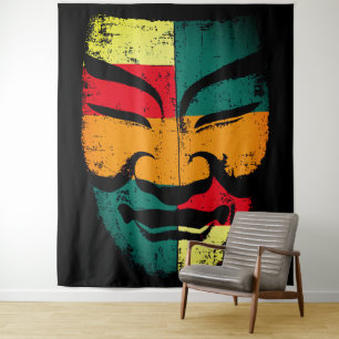 Tapiz Arte de pared de máscara tribal abstracta – Colori
