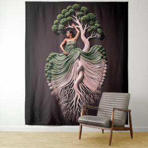 Tapiz Arte de Pared de Mujer del Árbol Elegante – Inspir