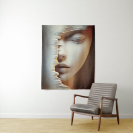 Tapiz Arte de Pared de Rostro Femenino Abstracto – Textu