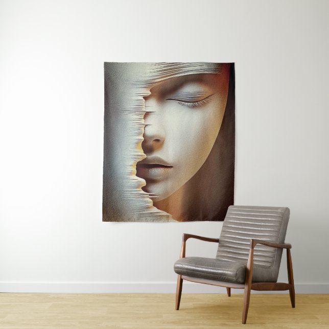 Tapiz Arte de Pared de Rostro Femenino Abstracto – Textu (In situ)