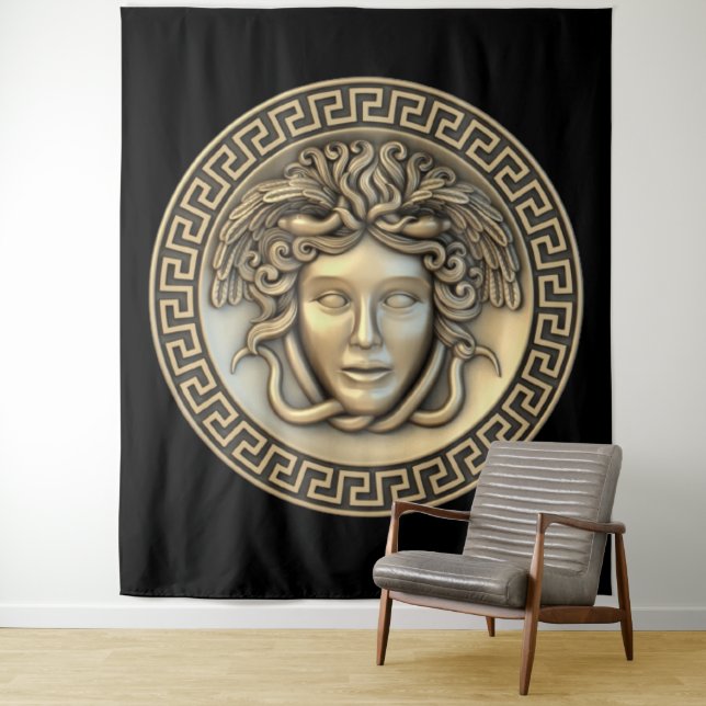 Tapiz Arte de pared dorado Medusa (In situ)