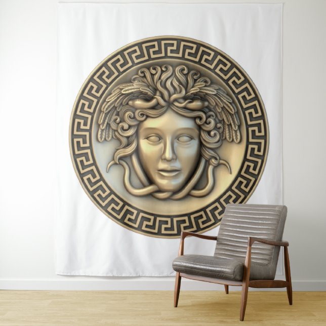Tapiz Arte de pared dorado Medusa (In situ)