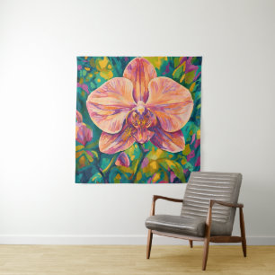 Tapiz Arte de Pared Floral Orquídea Vibrante