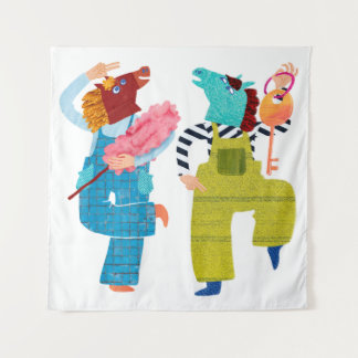 Tapiz Arte de Personaje de Collage de Caballo Moderno (S
