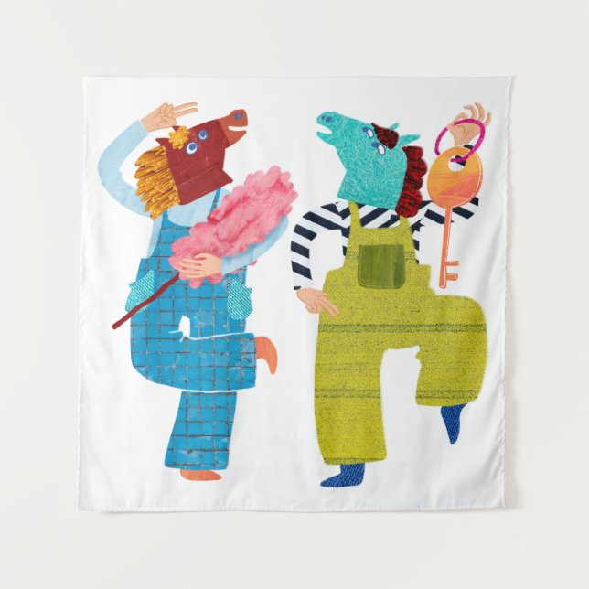 Tapiz Arte de Personaje de Collage de Caballo Moderno (S (Anverso)
