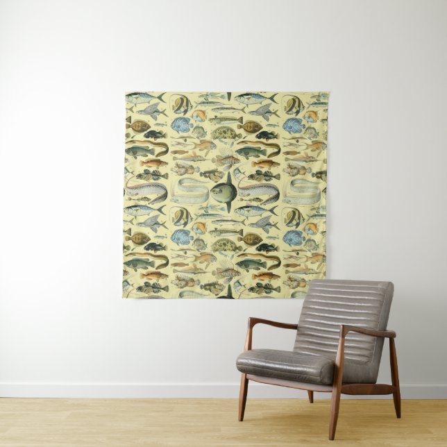 Tapiz Arte de pesca científica de peces de época (In situ)