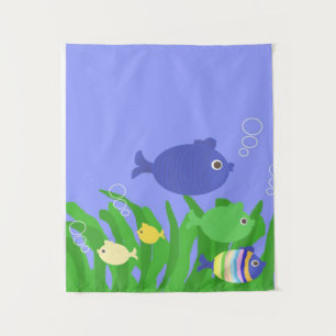 Tapiz arte de pintar peces hermosos