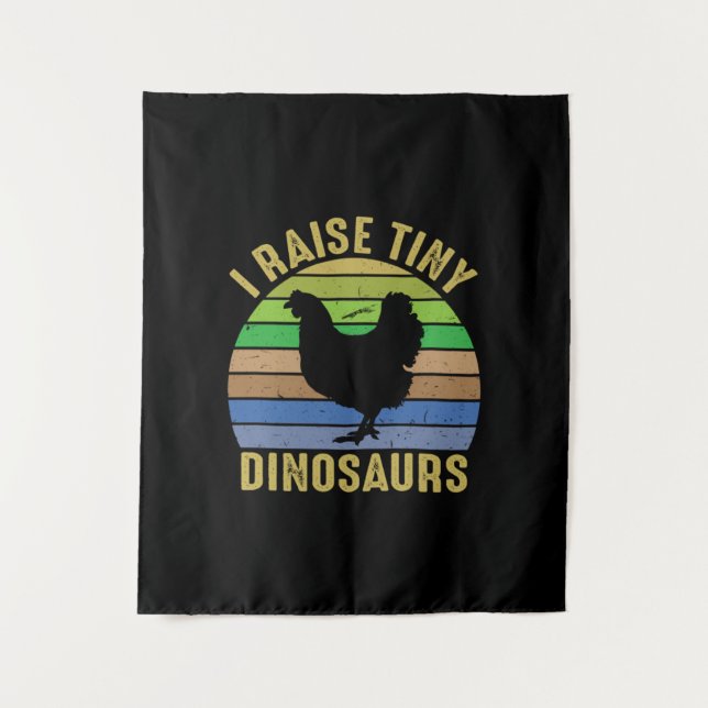 Tapiz Arte de pollo crío dinosaurios diminutos (Anverso)