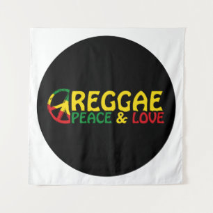 Tapiz Arte de reggae con palabras positivas Paz y amor