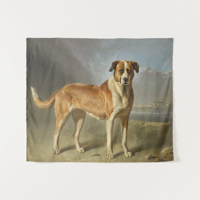 Tapiz Arte de retrato de perro realista (Anverso (horizontal))