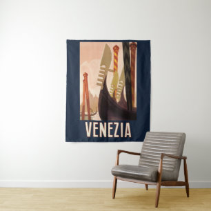 Tapiz Arte de viaje vintage Venezia Italia Venecia góndo