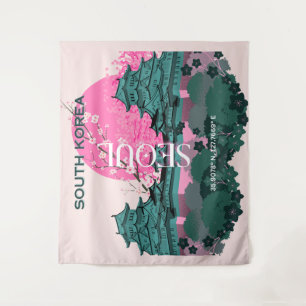 Tapiz Arte de viajes en Seúl, Corea del Sur