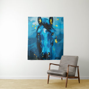 Tapiz Arte del majestuoso caballo azul: fuerza y eleganc