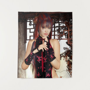 Tapiz Arte digital de mujer con fantasía de Qipao elegan