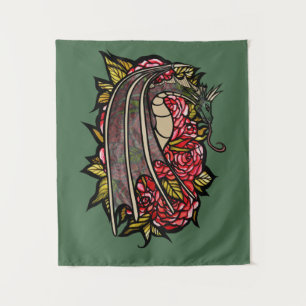 Tapiz Arte Dragón de Roses Rojos