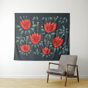Tapiz Arte floral de tulipanes rojos caprichosos - Prima