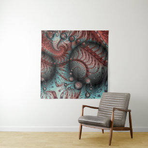 Tapiz Arte fractal de fantasía vívida abstracta marrón a