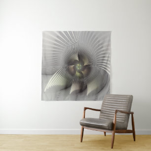 Tapiz Arte fractal de forma 3D abstracta moderna