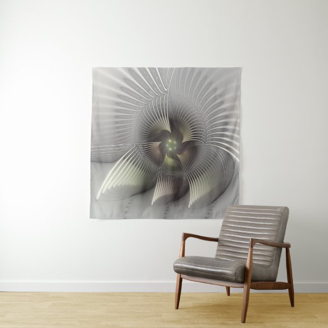 Tapiz Arte fractal de forma 3D abstracta moderna (In situ)