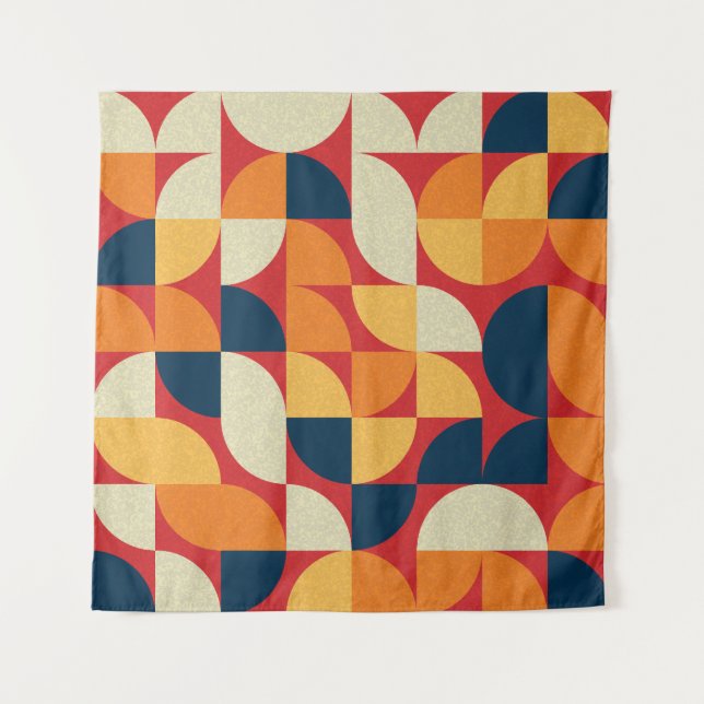 Tapiz Arte Generativo: Círculos de barrio coloridos (Anverso)