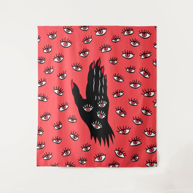 Tapiz Arte gótico de Halloween - Ojos espeluznantes de m (Anverso)