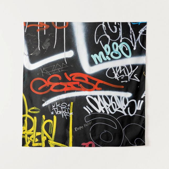 Tapiz Arte graffiti negro y multicolor (Anverso)