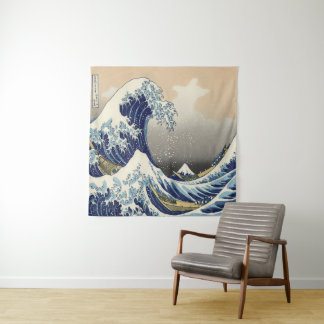 Tapiz arte japonés vintage paisaje oceánico gran ola