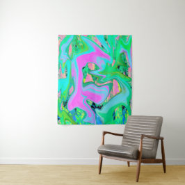 Tapiz Arte líquido rosa retro y azul claro en hortensia