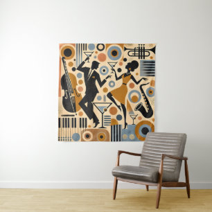 Tapiz Arte Minimalista de la Era del Jazz de Mitad de Si