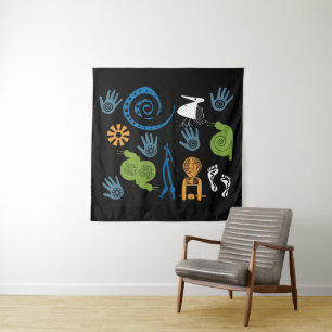 Tapiz Arte moderno abstracto con símbolos y motivos afri