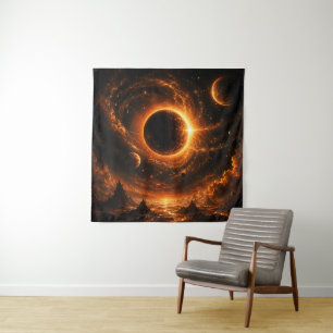 Tapiz Arte mural de eclipse espacial, impresión de plane